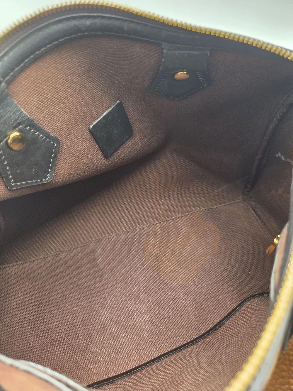 Authentic MCM Cognac Visetos Boston Bag Satchel with Black Handles
